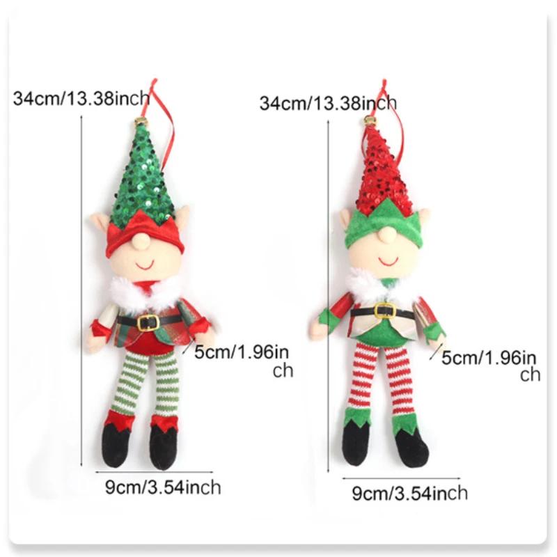 New 34CM Long Legged Cartoon Elf Doll Xmas Tree Pendants Window Decoration Christmas Party Ornament New S Gifts Home Decor