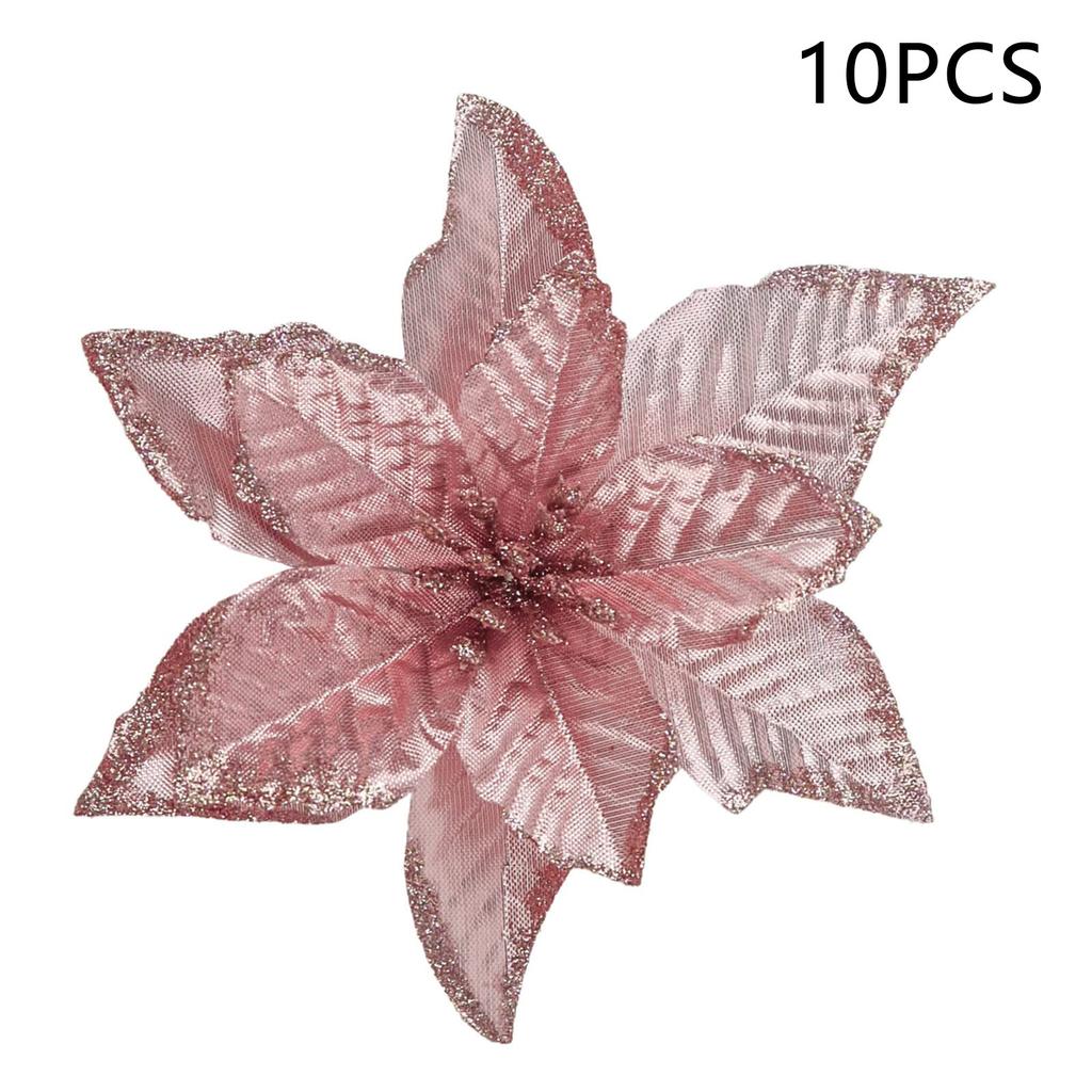 10Pcs Artificial Christmas Flower Xmas Tree Decoration Festival Party Supplies