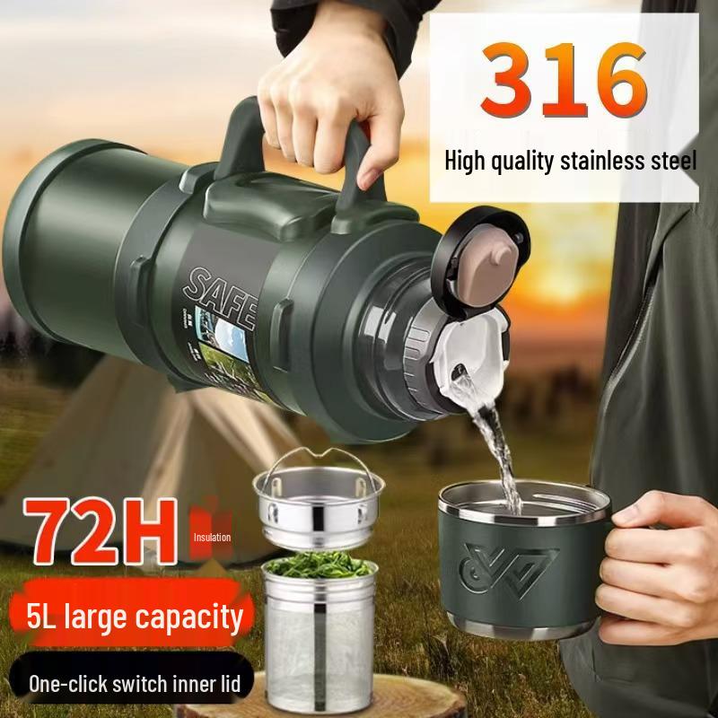 316 Large Capacity Outdoor Stainless Steel Insulated Sports Teapot and Water Cup