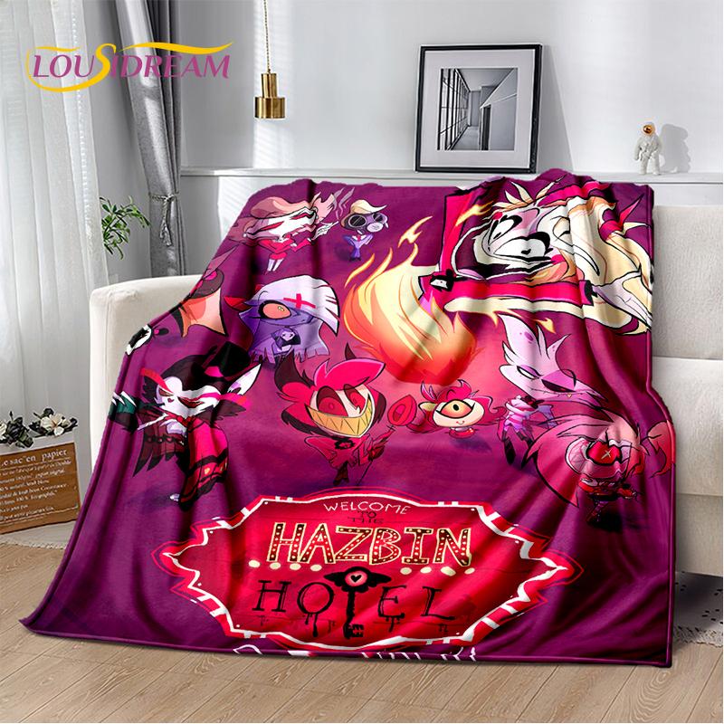 2025 H-Hazbin Hotel Charlie Kreskówkowy Miękki Koc, Miękki Koc Rzutowy do Domu Sypialni Łóżka Sofy Pikniku Podróży Pokrowiec Prezent dla Dziecka