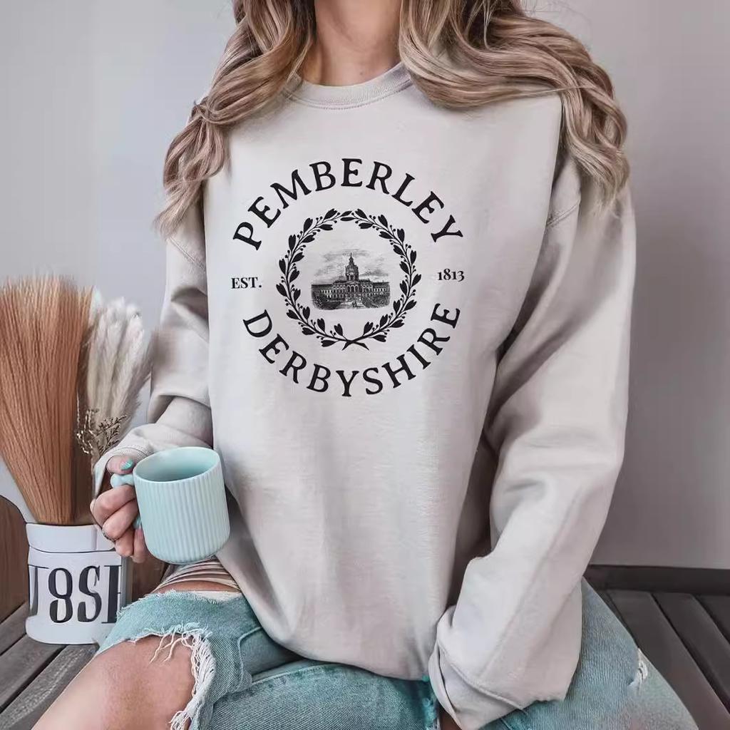 3D Digital Crew Neck Printed Sweater Letter Loose Top Women'S Color Pattern