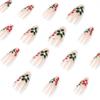 Wear nail piece red and green flower Christmas manicure Wear nail medium and long press on nails