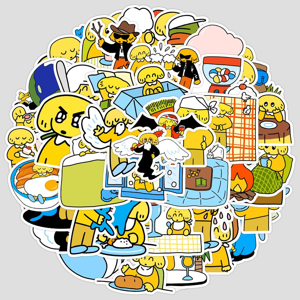 50 Cartoon Butter Dog Doodle Stickers for Mobile Phones and Computers, Waterproof Decorative Stickers, Creative Stationery Stickers