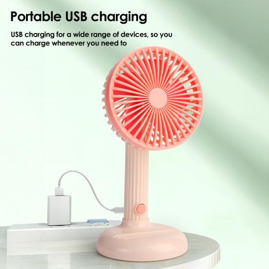 Personal Handheld Fan with Detachable Base 3 Speeds USB Rechargeable Small Desktop Fan Adjustable 90 Degree Tilt Mini Fan for Travel Indoor Outdoor