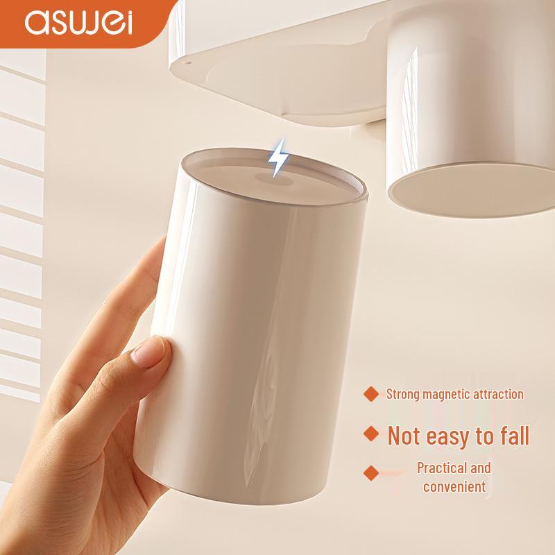 Drawer-Style Wall-Mounted Toothbrush Holder Set with Magnetic Suction Mouthwash Cup