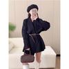 Women's 2025 New Autumn/Winter Knitted Waist-Cinching Cardigan - High-end, Solid Color, Mid-Length, Thick.