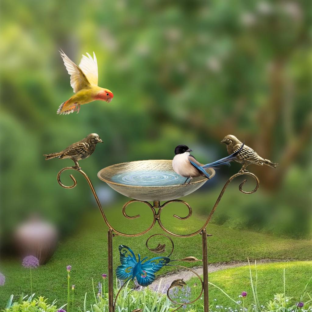 Decorative Metal Bird Feeder With Trellis for Climbing Planting Trellis Bird Bath Freestanding Birdbath for Yard Patio Outdoors