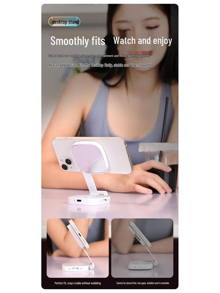 Portable Magnetic Magsafe Makeup Mirror Light for Travel and Live Streaming