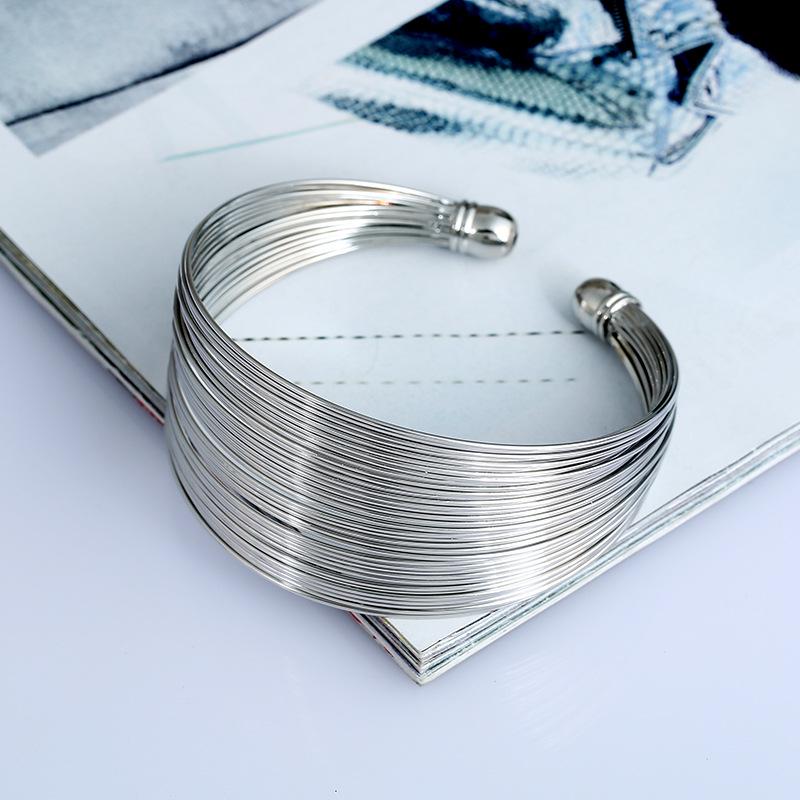 1PC Retro Gold Multi Layer Open Wide Cuffs Women's Punk Metal Adjustable Personalized Bracelet Jewelry Outdoor Party Gift-5034