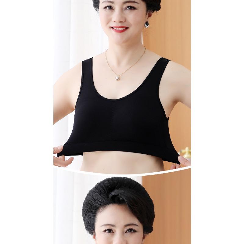 Womens Middle Aged Plus Size Vest Style Seamless Wirefree Thin Push Up Sports Bra