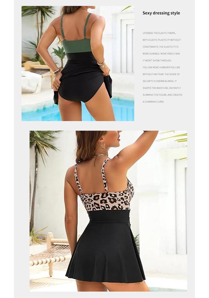 Women's Slimming Cross-Back Multi-Color One-Piece Swimsuit