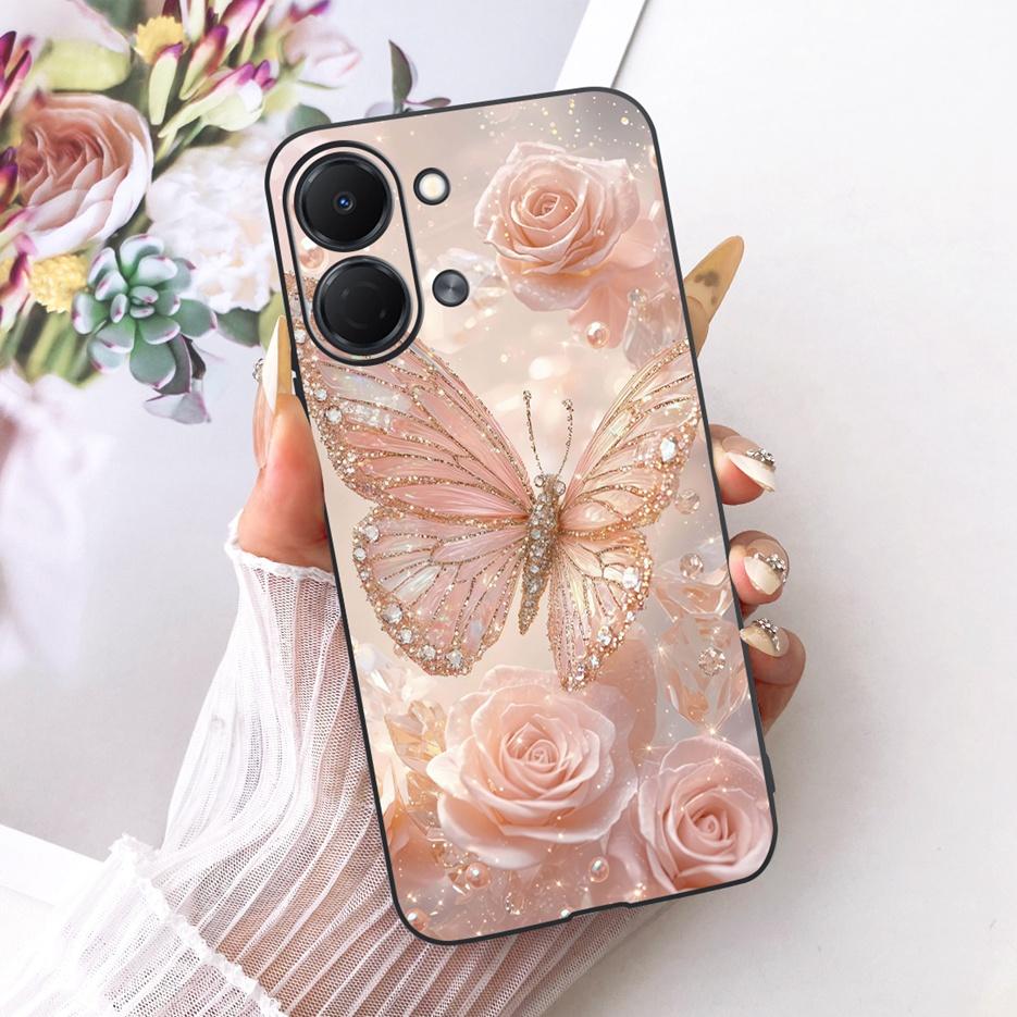 For Tecno Spark Go 3 Case KN3 Luxury Butterfly Painted Cover Soft TPU Phone Case For Tecno Spark Go 3 SparkGo3 Back Cover Fundas