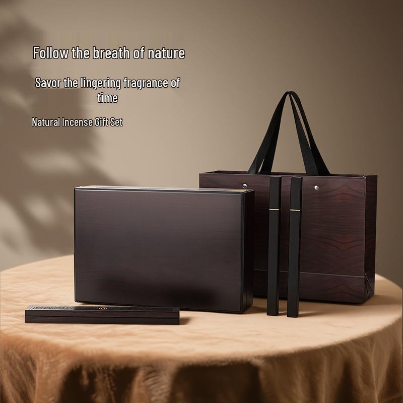 Ebony Agarwood & Sandalwood Incense Holder Gift Set for Chinese Style Aromatherapy