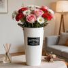 Cream White Floral Water-Holding Tin Bucket for Arrangements with Artificial or Dried Flowers