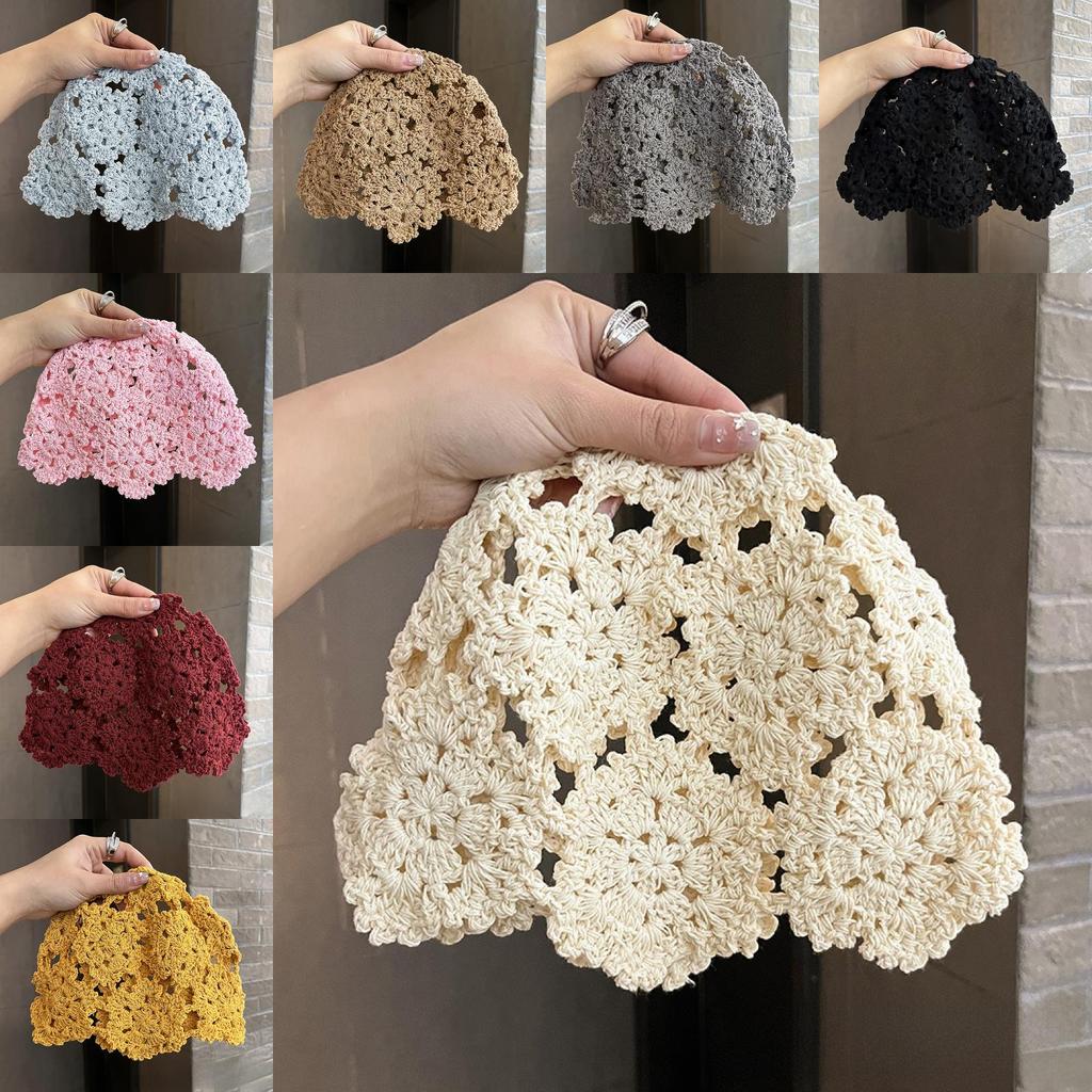 Knitted Floral Pattern Wool Hat For Women Spring Summer Breathable Fashion Accessory