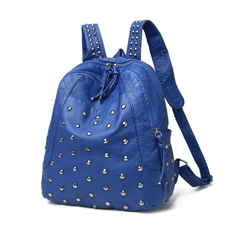 Women's Backpack PU Soft Leather Backpack Rivet Travel Backpack