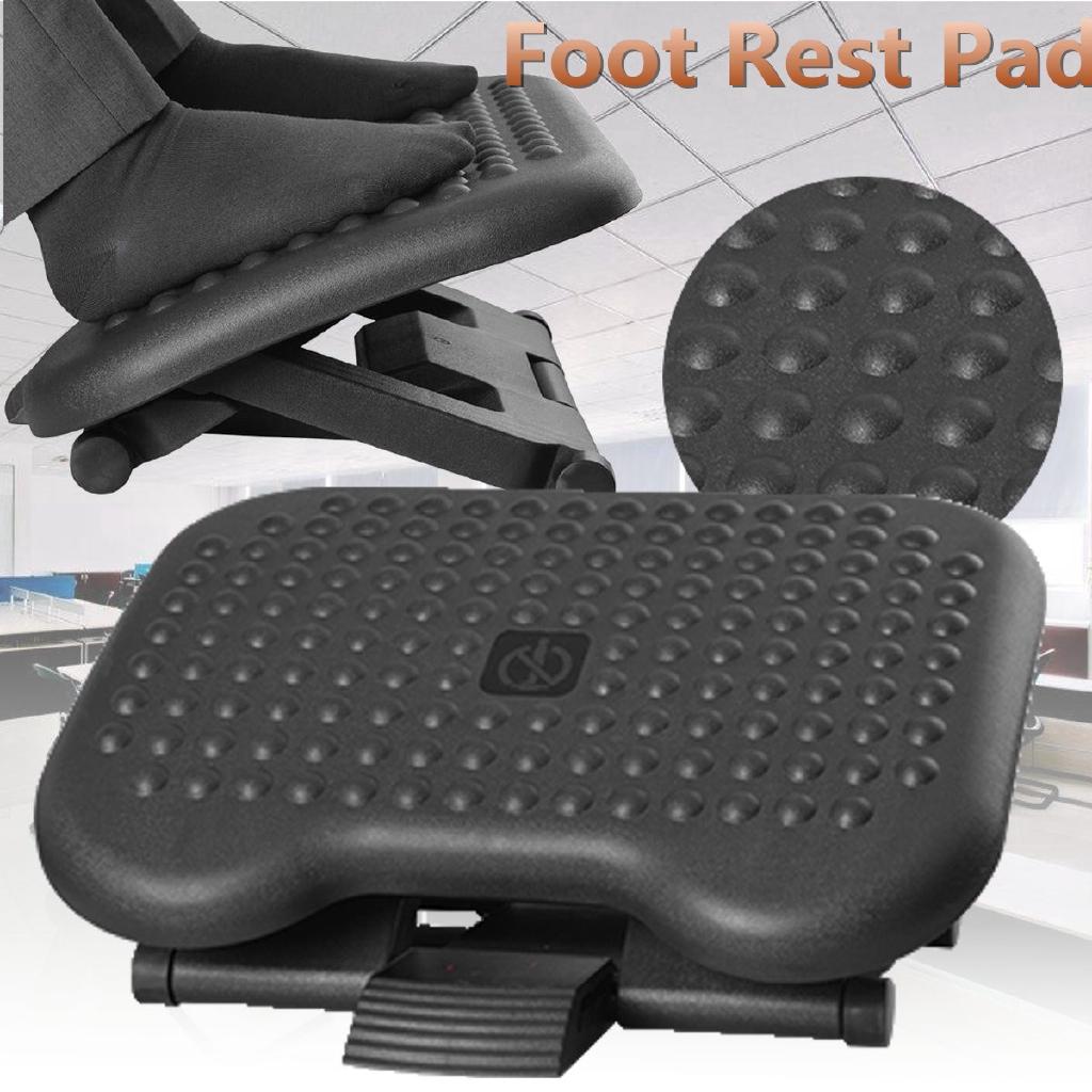 Adjustable Tilting Footrest Under Desk Ergonomic Massager Multifunction Foot Rest Pad Footstool Home Office Health Care Black 45x35cm