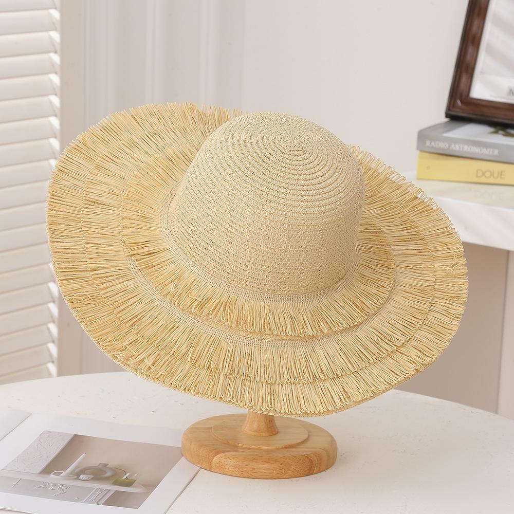 

Solid Color Men s and Women s Hats New Straw Hat Yellow Macaron Color Summer Flat Top Straw Hat Beach Travel Essential Sun Hat бежевий