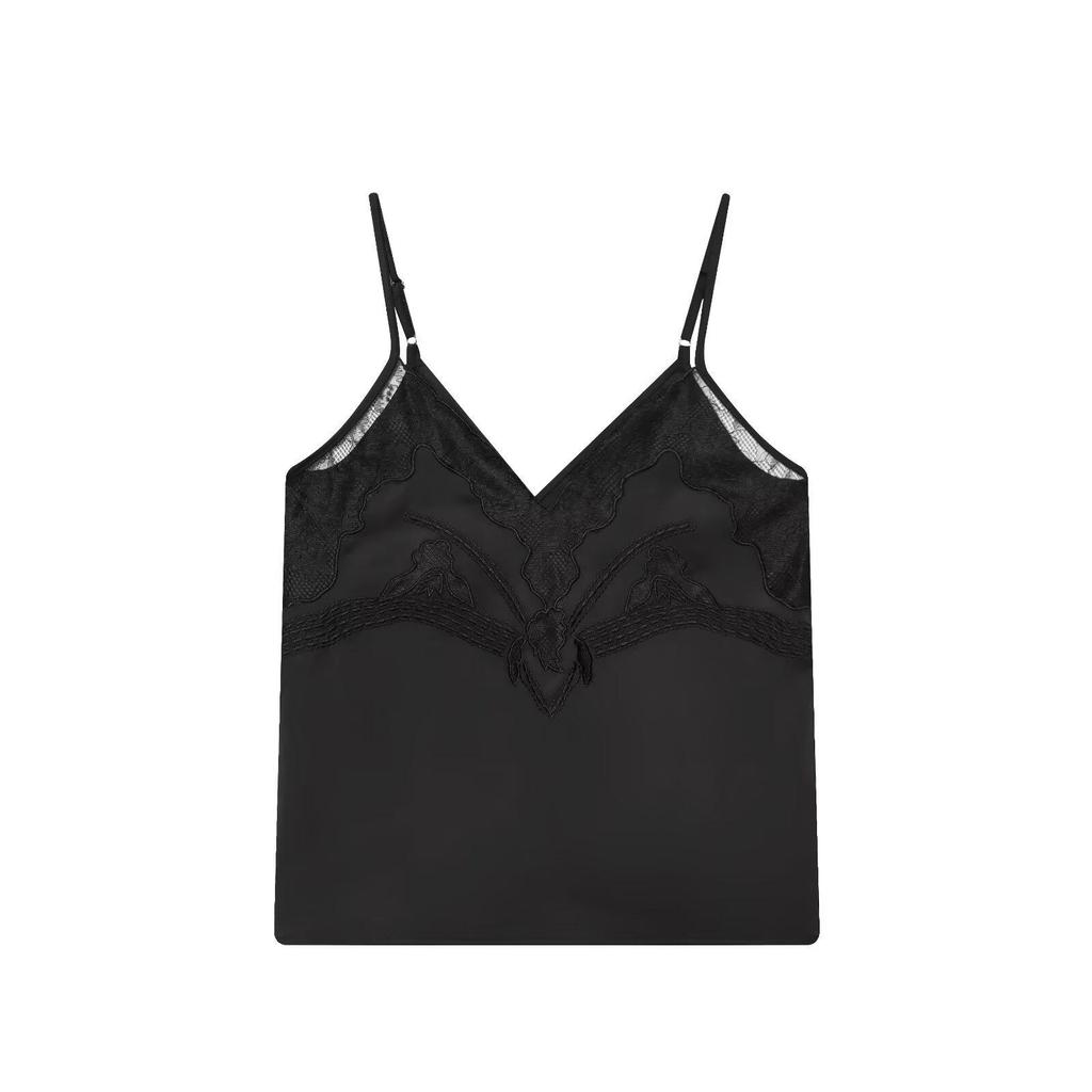 2025 Autumn/Winter Women's Fashion: European & American Silk Satin Lace Camisole