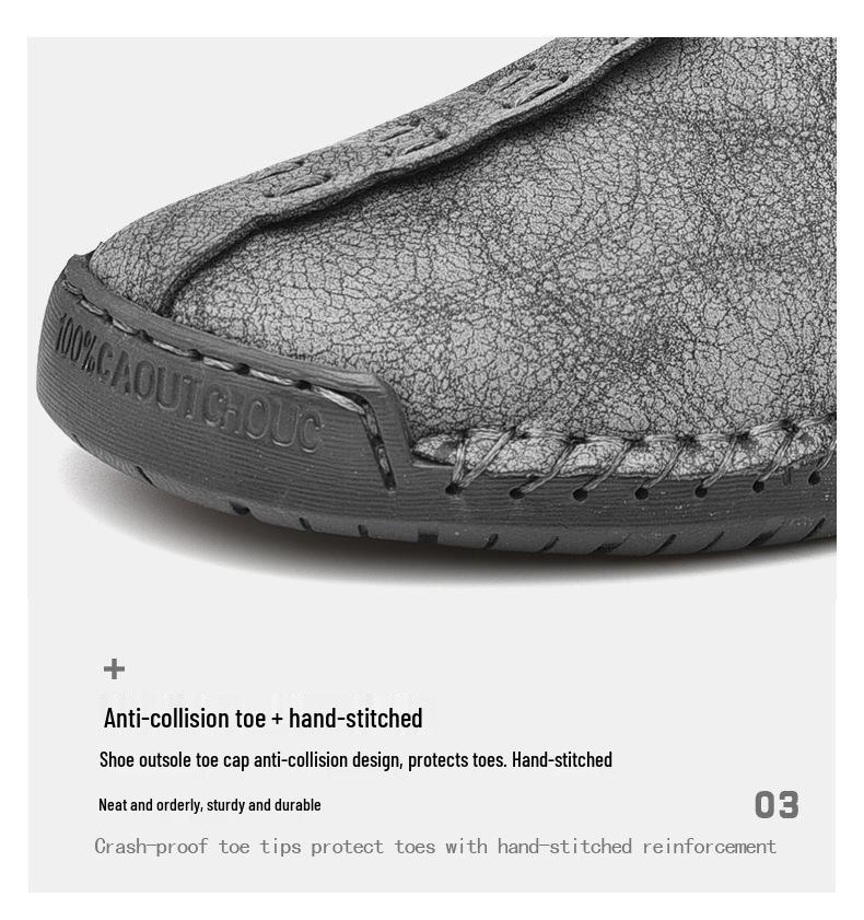 Heren Handgestikt Leer Instappers Casual Schoenen met Neus voor Lente en Herfst
