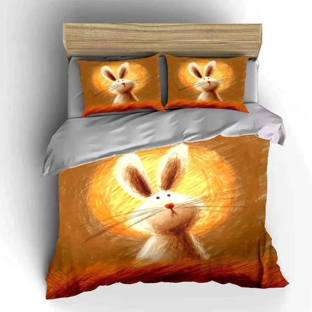 "Cartoon Rabbit Artwork Set Decoration" Soft Comfortable Duvet Cover Bedding Set Included 1*Duvet Cover & 2*Pillowcases Gift