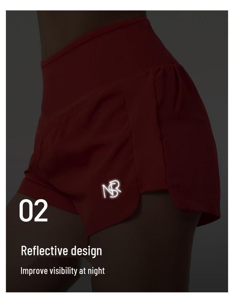 Women's Quick-Dry High-Waist Shorts with Zipper Pocket & Anti-Exposure Lining for Running & Fitness