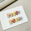 10Pcs Handmade Sunflower Press On Nails Short Oval Colorful Polka Dots Stars Fake Nail Art For Women And Girls