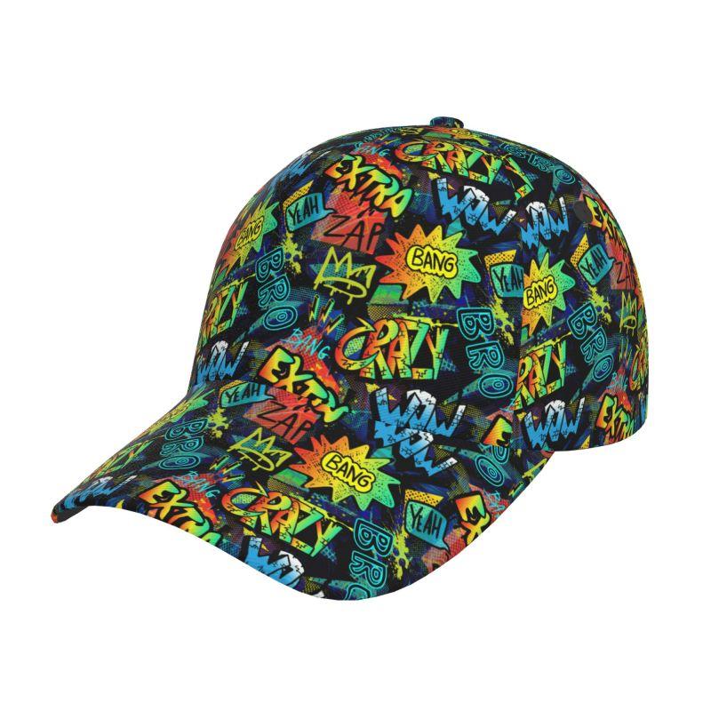 Individueller Graffiti-Kunst-Druck Baseballkappe Unisex Hip Hop Verstellbare Baseballkappe Graffiti Doodle Sport Sonnenschutzmützen für Damen Herren