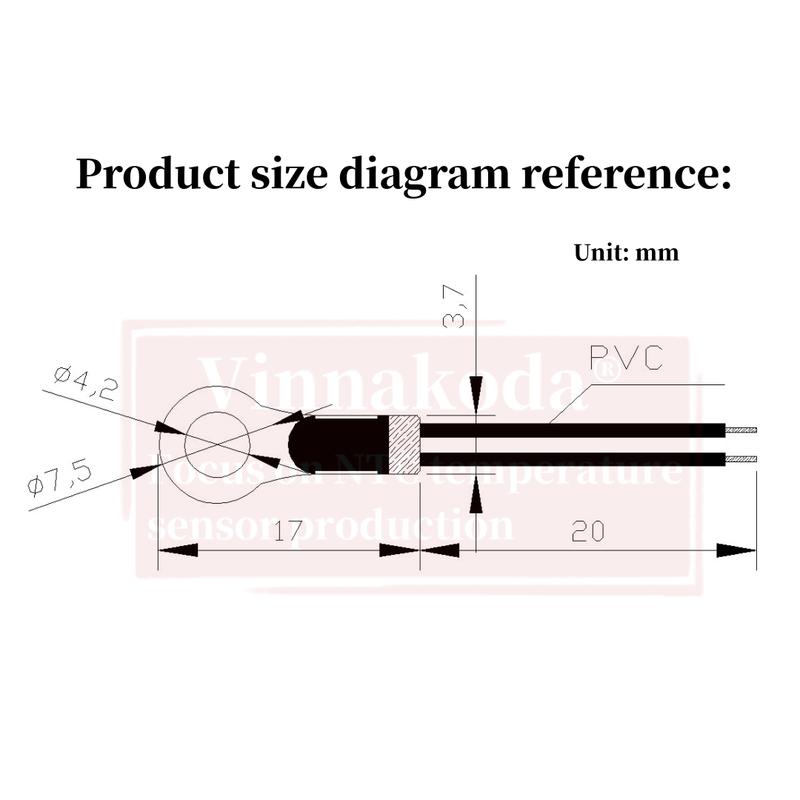 10pcs NTC Thermistors Surface Mount Diameter 4.2mm Temperature Sensor Probe Fixing Head B3950-1% 10K 50K 100K L2cm Tin-plated