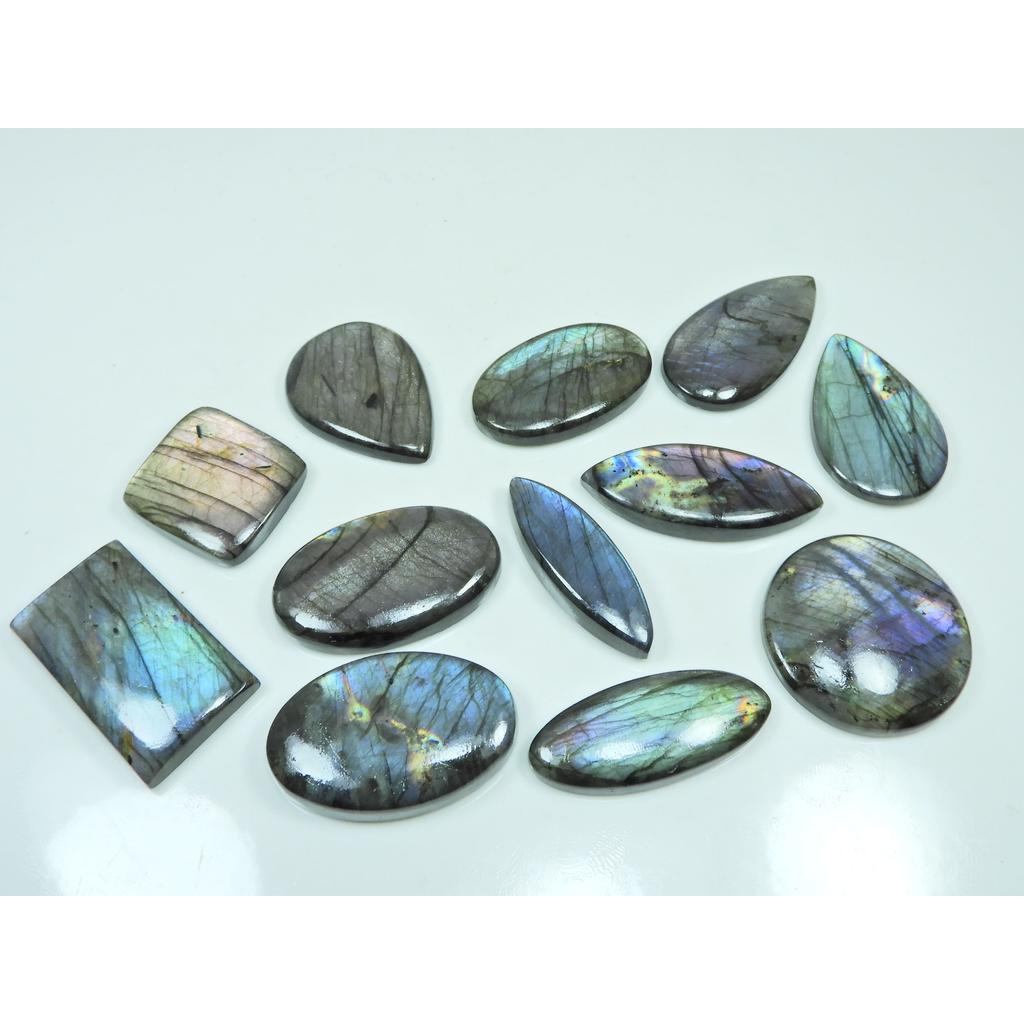 Natural Purple Multi Spectrolite Labradorite Mix Loose Gemstone 12 Pcs Lot LL-1209