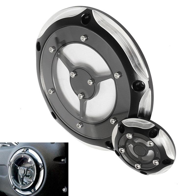 2pcs Motorcycle Derby Timer Clutch Timing Covers 5 Holes for Harley Dyna Road King Electra Glide Fat Boy Street Glide