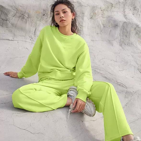 2026 Women's Casual 2 Piece Lounge Set Long Sleeve Crew Neck Sweatshirt with Pants Fall Winter Comfortable Sportswear