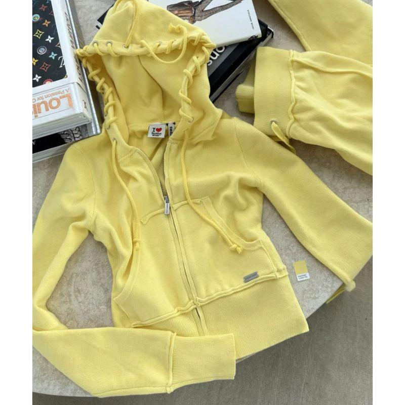 

Products European and American Clothes Cross-Border Foreign Trade Women clothes Hot Products Hooded cardigan Long sleeve Trousers Fashion Casual Set Yellow L