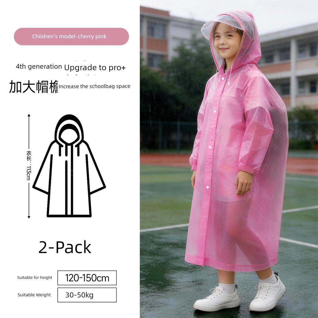 2026 New Model Children's Disposable Raincoat, Can Be Worn over a Backpack, for Boys and Girls Going to School, Rainproof, Thickened, Portable