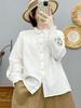 Women's Forest Style Embroidered Cotton Gauze Shirt: Long Sleeve, Soft, Breathable, Loose Fit, Slimming, Pure Cotton Top
