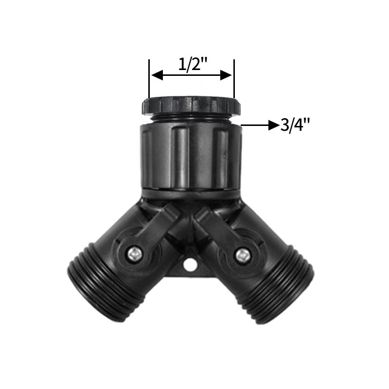 Y-Shaped Water Splitter 1/2" 3/4" Tap Connector Garden Hose Splitter Faucet Adapter with Shut-off Valve Garden Watering Supplies