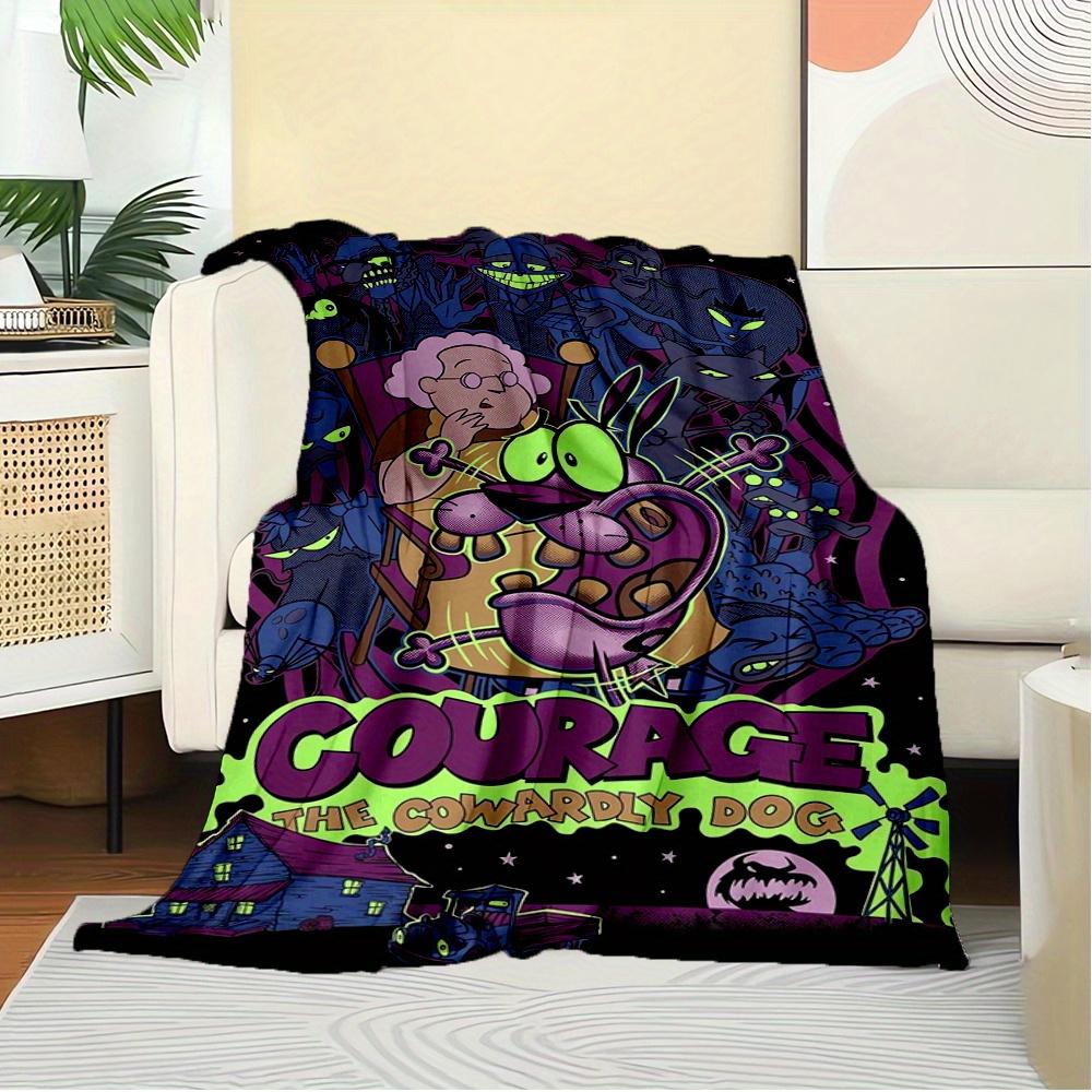 1pc Courage,Cowardly Dog,Animated SeriesDigital Print Fleece Blanket - Contemporary Style, Suitable for All Seasons, Perfect for Home, Trave