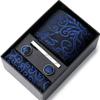 Tie Men'S Business Professional Dress Suit Blue Striped Gift Box Polyester Silk 7.5Cm Business Gift