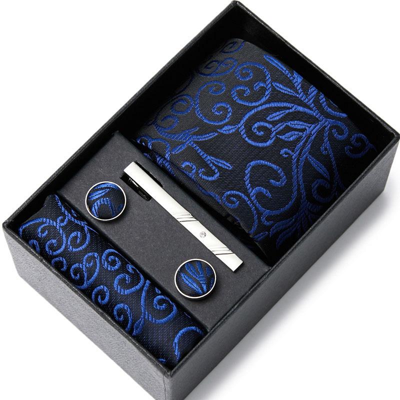 

Галстук мужской деловой профессиональный костюм синий полосатый подарочная коробка полиэстер шелк 7.5 см деловой подарок