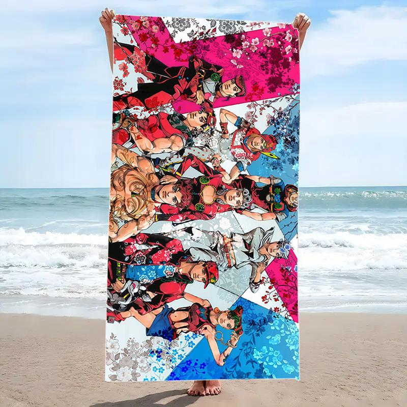 Jjba Print Beach Towel, Large Soft Quick Dry Towel for Beach Camping Swimming