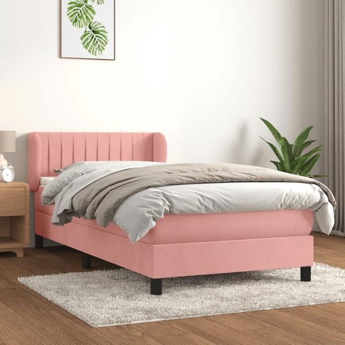 3127582 vidaXL Lit à sommier tapissier et matelas Rose 80x200 cm Velours
