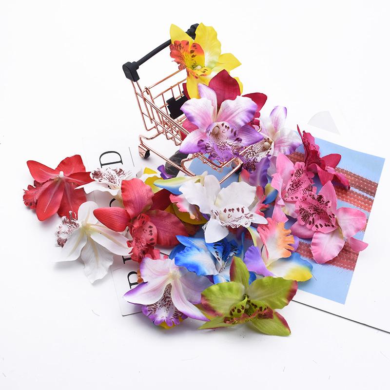 10/20pcs Artificial Flower Plants Butterfly Orchid Flowers Wall Wedding Home Room Decor Bridal Accessories Clearance Wreath prop