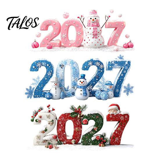 New Year Glass Decal Decorations 2027 Christmas Static Window Clings, Snowman Snowflake Holly Stickers, Festive Home Ornaments Reusable Xmas