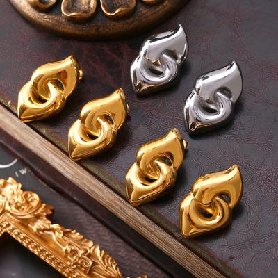 Stil Einfache Persönlichkeit Pfirsichherz Doppelring Schnalle Liebesohrringe Modische Retro 18K Vergoldete Titanstahl Stecker