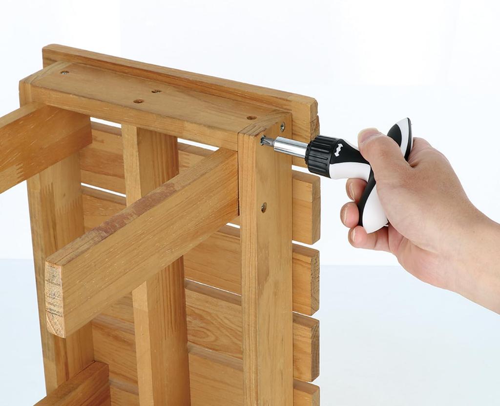 Takagi Ratchet Handle Set Driver Set with Interchangeable Screwdriver Bits and Hex Bits for Tightening and Furniture Assembly T-Shaped (11-Piece)