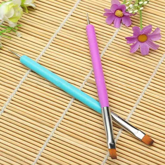2-Ways Nail Art Pen Painting Dotting Acrylic UV Gel Polish Brush Liners Tool