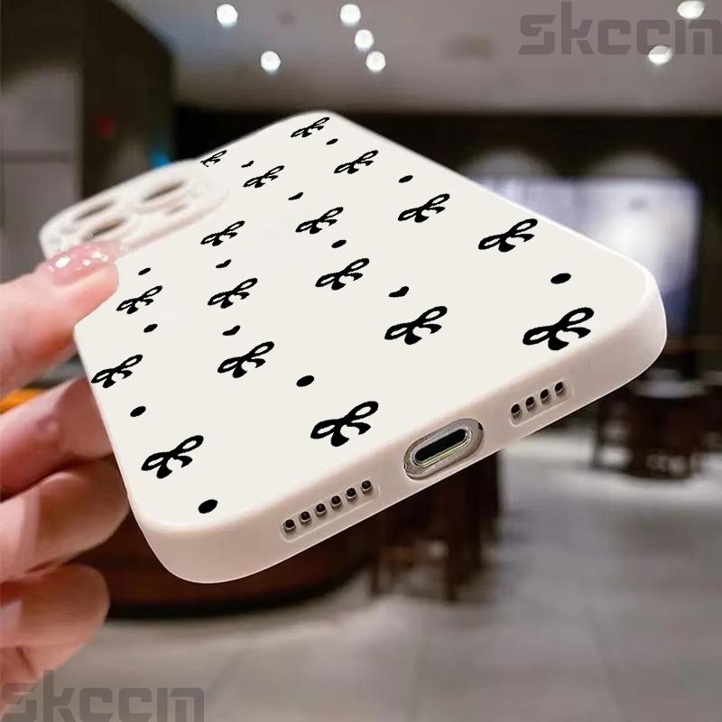 Black Bow Pattern Phone Case For iPhone 16 15 14 11 Pro Max 12 13 Mini XS XR X 8 7 16 Plus Shockproof Soft Silicone Bumper Cover