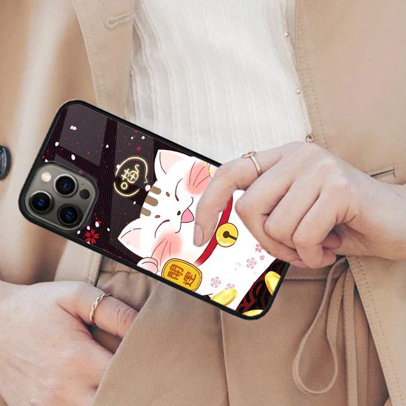 Japanische Glückskatze Magnetische Handyhülle Für APPLE iPhone 17 Air 16 14 13 12 Pro Max 15 Plus Kabelloses Laden Mit MagSafe Hülle