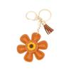 Creative Sunflower Bag Charm Keychain Pu Leather Pendant Keyring Sweet Charm Flower Hanging Bag Backpack Deco Accessory Gift