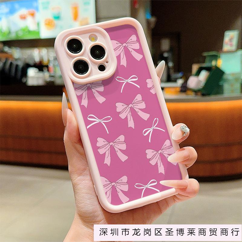Pink bow for iPhone16Promax mobile phone case 15 anti-drop 14 Apple 13/12/11 case